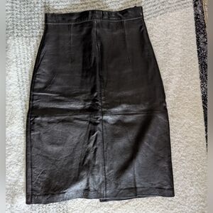 Vintage Kezia Super Soft Black Leather Lined Pencil Skirt Size 8